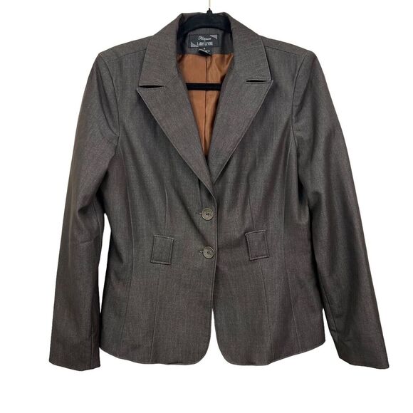 Larry Levine Jackets & Blazers - Platinum by Larry Levine Blazer Two Button‎ Vented Lined Brown Women Size 6
